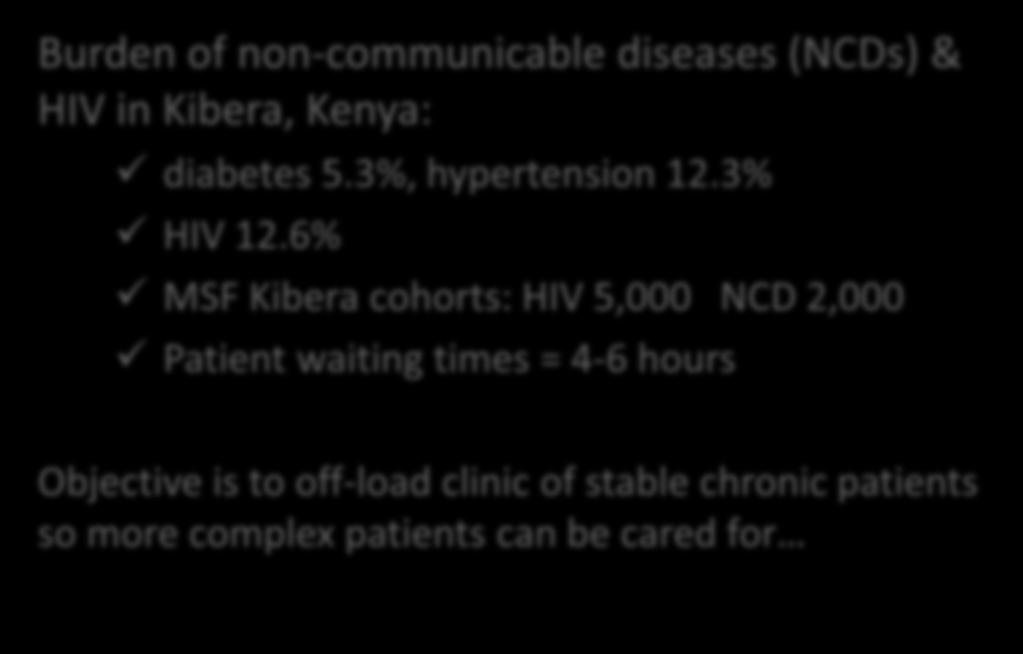 Context Burden of non-communicable diseases (NCDs) & HIV in