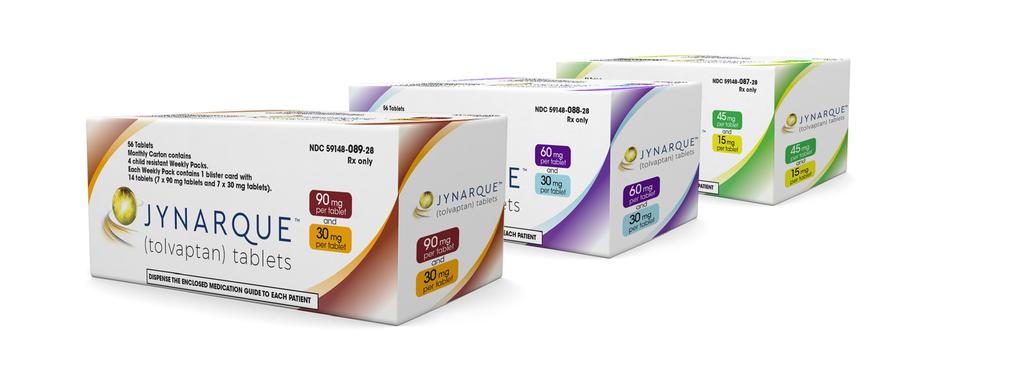 JYNARQUE (tolvaptan) comes in 5 dose strengths * 15 30 45 60 90 15-mg tablet Triangular 30-mg tablet 45-mg tablet 60-mg tablet 90-mg tablet Round Square Rectangular Pentagonal JYNARQUE comes in 3