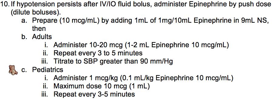 b. Return of Spontaneous Circulation (ROSC) (general treatment section) Push dose epinephrine is included in the Return of Spontaneous Circulation (ROSC) to manage a patient presenting with