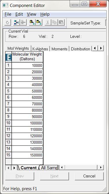 Enter Values for Each Peak in Dextran Ladder 10,000 to