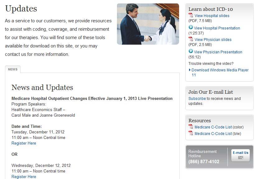 Medtronic economic resources include webcasts for hospitals &