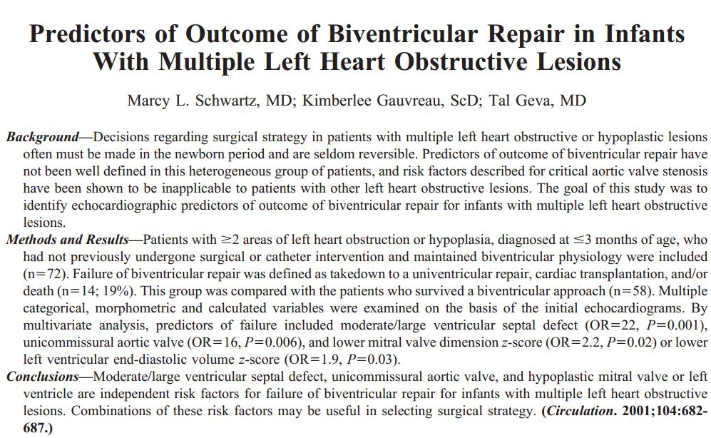 Conclusions: Moderate/large ventricular septal defect, unicommissural aortic valve, and hypoplastic mitral valve or left ventricle are independent risk factors for