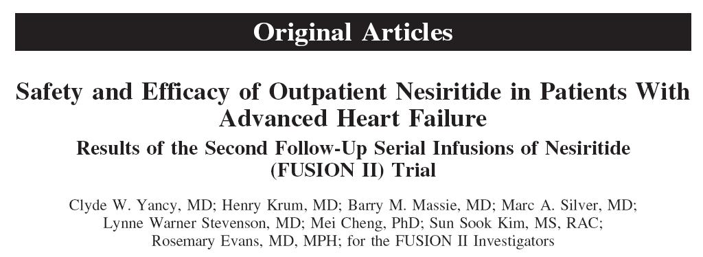 Outpatient serial nesiritide infusions for ACC/AHA stage C/D heart failure