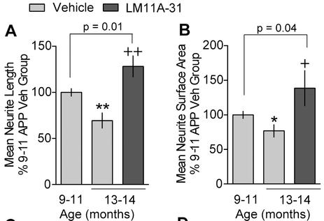 Late stage reversal of BF neurite degeneration APP L/S mice; 50 mg/kg po qd X 1 mo Mo: 0