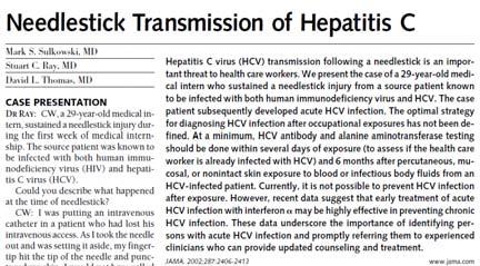 HCV: Occupational Transmission