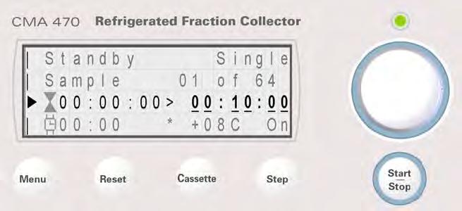 5.5 Set fraction time Turn the Selection Knob to move the cursor to the third row. Press the Selection Knob to activate the position for the number of hours.