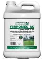 Pack Size: 10 litres Ferromec AC 15-0-0 Plus 6% Fe Premium turf iron product for premium performance Soluble Nitrogen and Iron mix (Nitrogen assists absorption into the plant) Very rapid green-up and