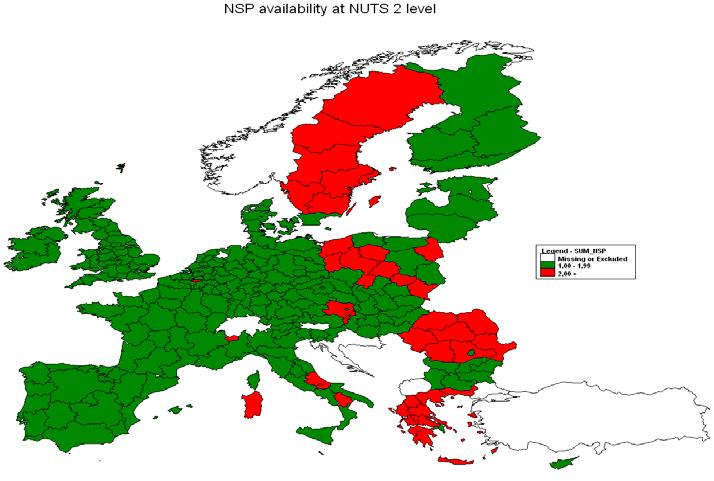 Member State to establish NSPs in 2007. The current geographical provision of NSPs is illustrated in Figure 16, which is based on expert reports.