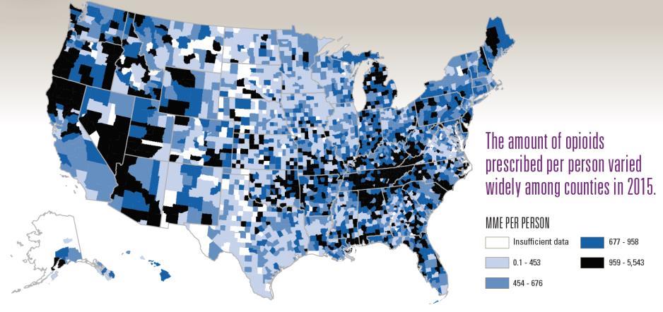 Opioid Prescribing Rates by County Vary By Up to
