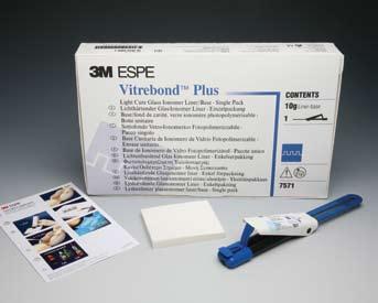34 Vitrebond Plus Light Cure Glass Ionomer Liner/Base Glass Ionomers Restoratives and Liners This convenient paste-liquid formula in our unique Clicker Dispenser offers the protection of a
