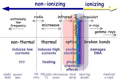 Directly Indirectly Non-ionizing radiation (microwaves, UV):