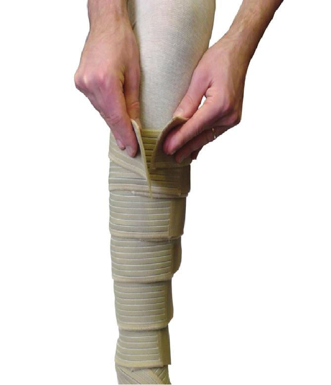 Graduated compression is achieved by the end stretch of the material, as well as the shape of the limb in accordance with the modified La Place s law (Lymphoedema Framework, 2006).