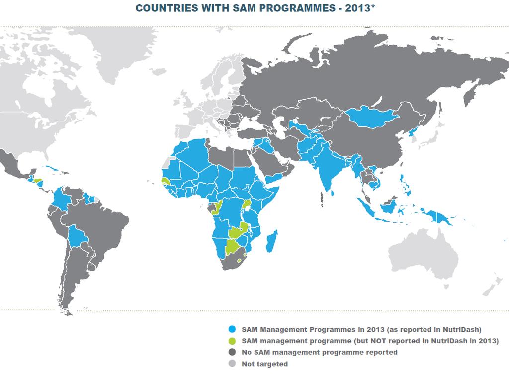 75 countries provide SAM programmes with UNICEF support In 2014, 2.29 million (out of 2.