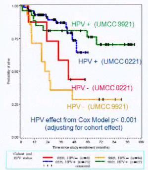 by HPV status and Treatment HPV (+) status