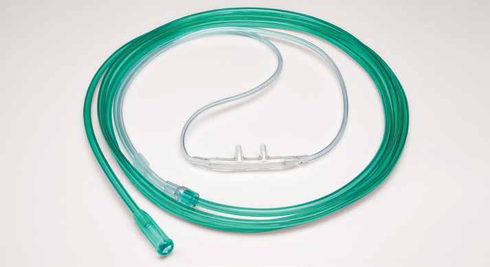 High Flow Cannula For oxygen ows up to 5 LPM where patients prefer comfort and convenience instead of a mask (includes bright green supply tubing).