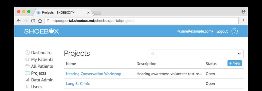 Projects The Projects section gives you the ability to organize your patients and data into relevant groups.