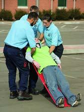Immobilizing Spine of Standing Patient Tilt board back, patient suspended