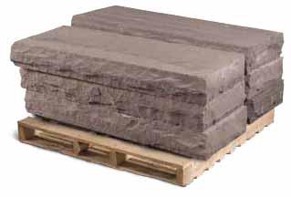 NEW Brownstone Steps (Thermaled-Top / Rock-Faced) Description: Sandstone steps with brown and a slight tint of burgundy colors Size: 18 depth / 4 and 6 length / 6 thick Weight: 3,000-4,000 lbs.
