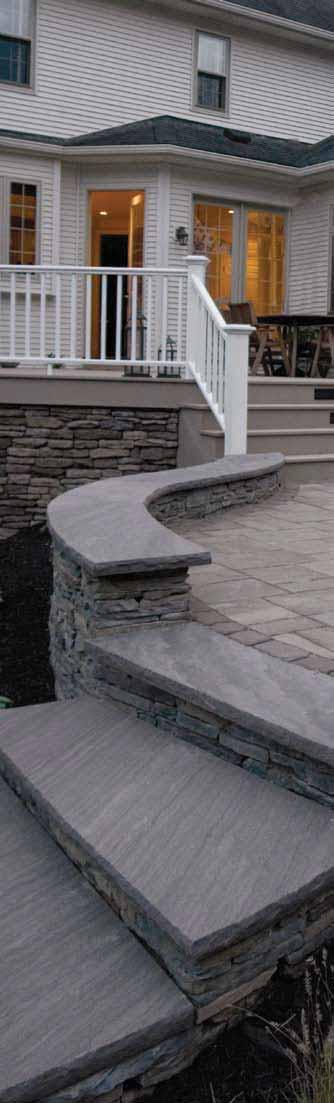 Thermaled Bluestone Treads (Saw-Cut or Rock-Faced / Thermaled-Top) Description: Sandstone with blue and grey colors Size: 12, 14, 16
