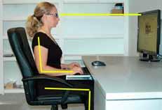 WORKSTATION ERGONOMICS Head up over shoulders. Back straight and low back supported with a lumbar support. Eyes level with top of monitor. Hands and wrists relaxed and in a neutral position.