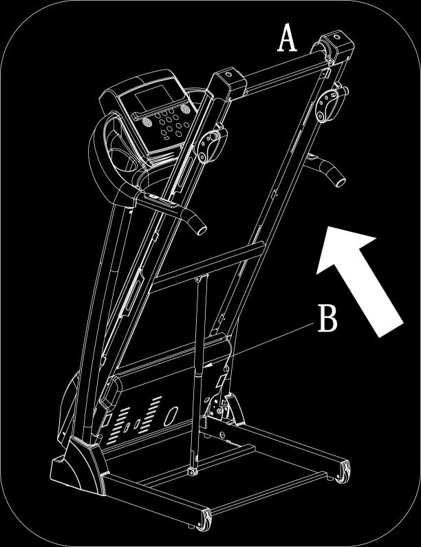 FOLDING INSTRUCTIONS FOLDING: Place your hand at position A and lift up on the Base Frame (No. 1) until the Air Pressure Cylinder (No. 13) B locks into the tube.