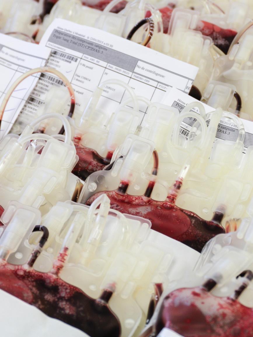 COLLECTIVE BLOOD SUPPLY 304,920 BLOOD PRODUCTS DELIVERED 173,244 DONORS PER YEAR (all types of donations) generated over 357,039 visits to collection sites 2,416 MOBILE BLOOD DRIVES organized each