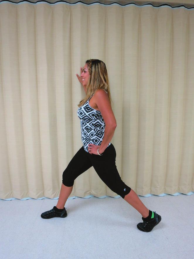 LUNGE INSTRUCTIONS: Stand next to a wall or sturdy piece of equipment like a chair for support.