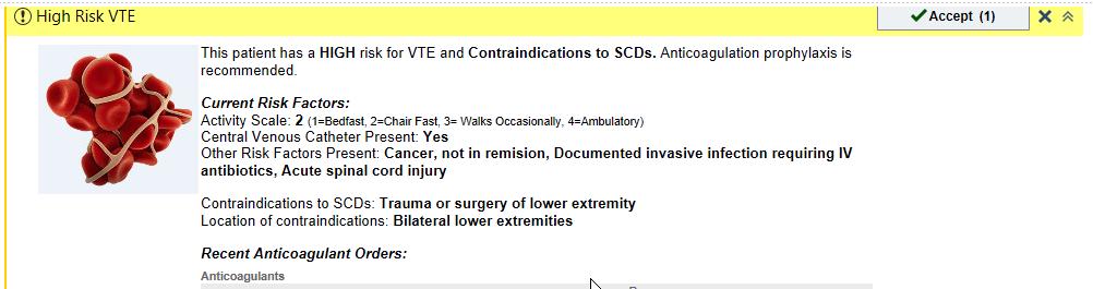 Example of BPA Review Current Risk Factors Review Contraindications to SCD Review Recent Anticoagulant Orders Risk category and