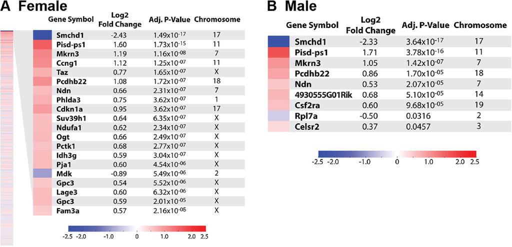 Mould et al. Epigenetics & Chromatin 2013, 6:19 Page 3 of 16 Figure 1 Differential expression in Smchd1 MommeD1/MommeD1 versus Smchd1 +/+ embryos at E9.5.