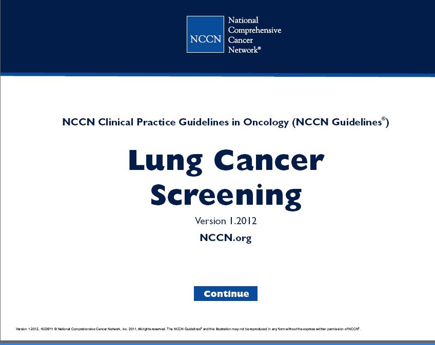 NCCN 2012 Guidelines: Initial Screening Lung