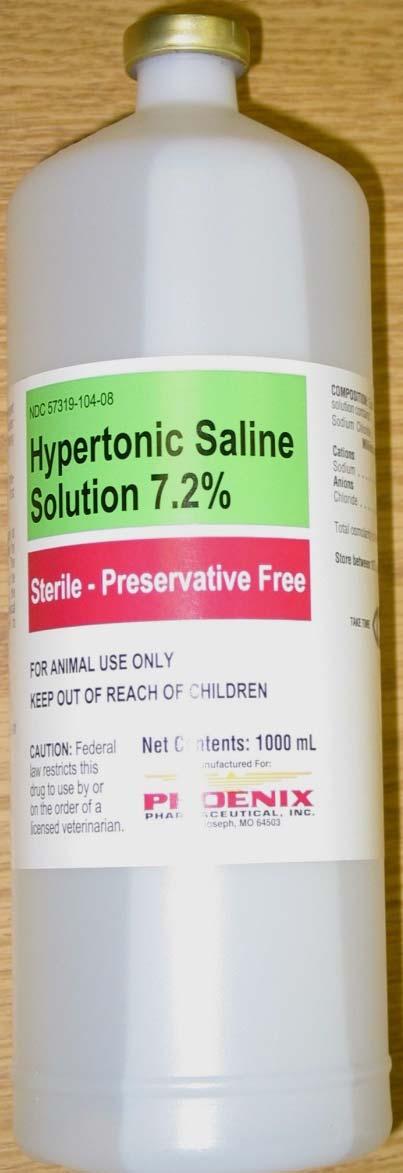 9% NaCl administration and is less expensive and much easier to administer. Hypertonic saline does not correct metabolic acidosis.