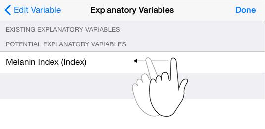 In the Edit Variable view, tap Explanatory
