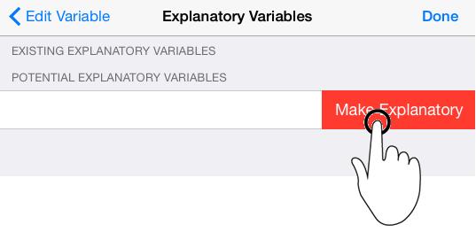In the Explanatory Variables view, swipe left to