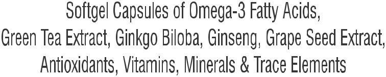 Green Tea Extract, Grape Seed Extract, Ginkgo Biloba, Garlic, Lycopene, Omega-3 Fatty Acids, Essential Amino acids, Vitamins, Minerals, Methylcobalamin, L.
