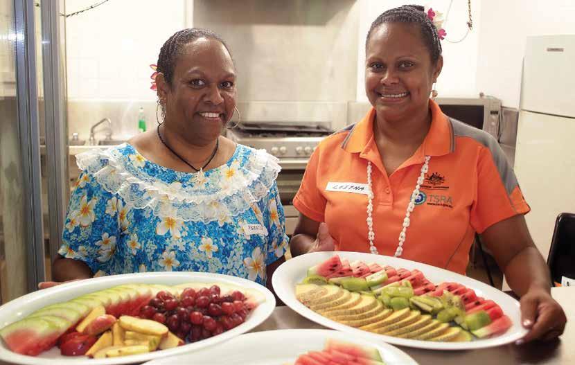 Rebecca Sam and Leitha Assan preparing lunch for the Community Consultation on Thursday Island, Torres Strait.