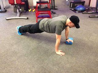 Elevated Pushups Keep the abs braced and body in a straight line from knees to shoulders.