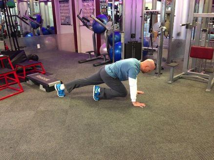 Mountain Climbers Brace your abs. Start in the top of the push-up position.