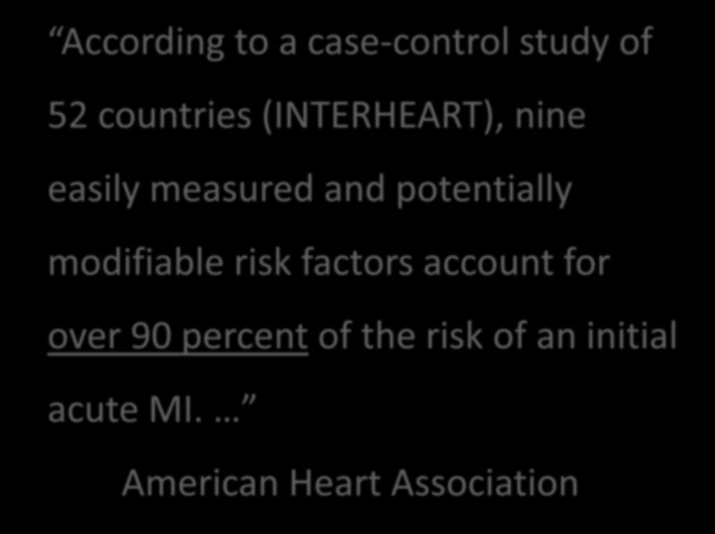modifiable risk factors account for over 90 percent