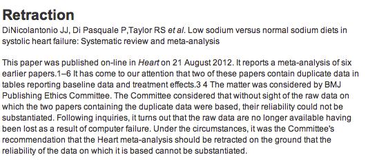 Retraction by Heart raw data no longer available