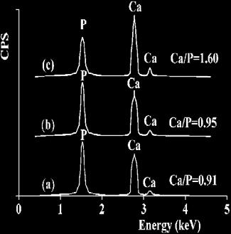 EPM spectra of calcium phosphate formed under the DPPC, ODA and