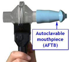 RECORDING WITH THE AIRFLOW TRANSDUCER 1) Attach the appropriate filter and mouthpiece on the side labeled Inlet.