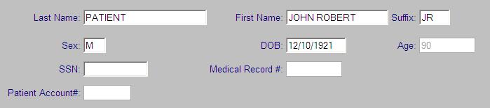 Patient Registration Prior to the July 2012 Update The Patient Name field is a single field for both first and last name allowing a maximum of 45 characters.