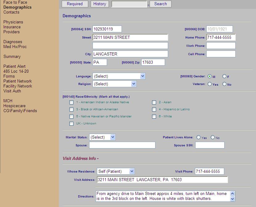 Patient Referral Demographics and Patient Summary/Visit Address Prior to the July 2012 Update The Demographics category within Patient Referral is a