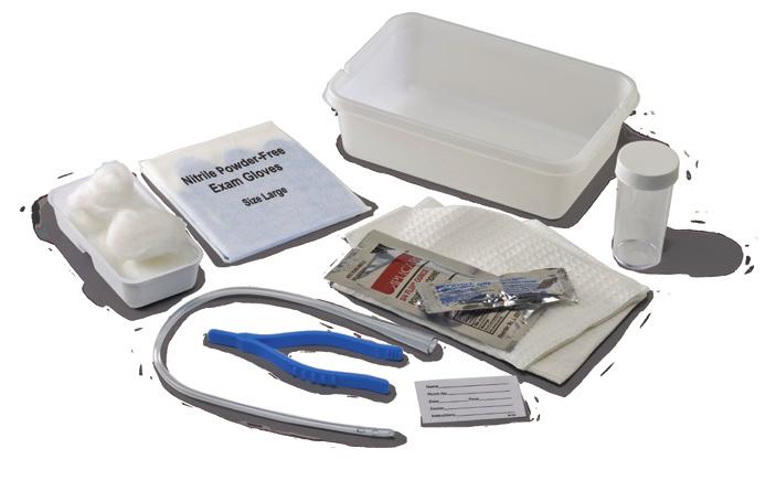 DOVER URETHRAL TRAYS Open Trays All trays feature underpad, blue nitrile exam gloves, lubricating jelly, specimen container with label and graduated basin.