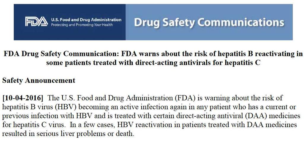 Safety WARNING: HBV