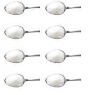 What does 8 teaspoons of sugar look like? There are 16 calories in 1 teaspoon of sugar.