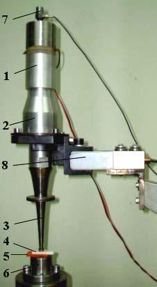 Doru Virgil PĂUŞAN, Victor POPOVICI 422 Figure 3. Ultrasonic welding stand 1-transducer; 2-