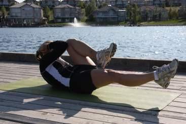Knee ins/bicycle Crunch In face up, prone position, lift opposite elbow to opposite knee Try to lift
