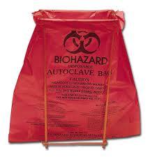 Biohazards Waste should be placed in a red bag which has been labeled according