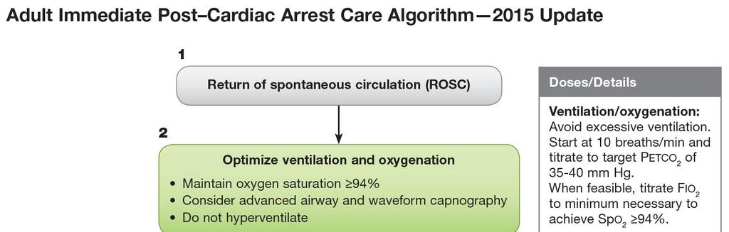 For post-cardiac arrest care o Maintain SpO2 94% o Consider advanced airway